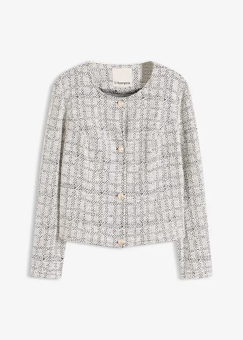 Bouclé Cardigan aus Baumwolle in schwarz von vorne - bonprix