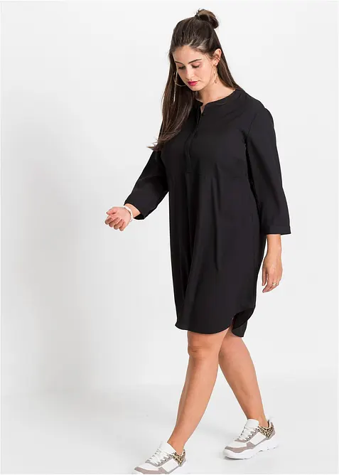 Oversize Blusenkleid in schwarz von vorne (Totalaufnahme) - bonprix