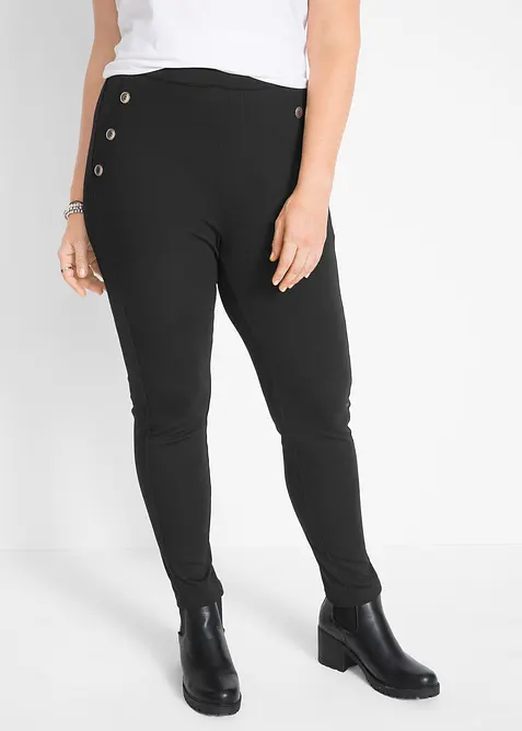 Leggings aus bequemen Punto di Roma in schwarz von vorne - bonprix