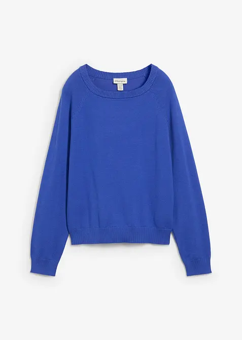 Feinstrickpullover in blau von vorne - bonprix