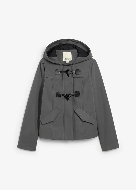 Duffle-Jacke, Wollimitat in grau von vorne - bonprix