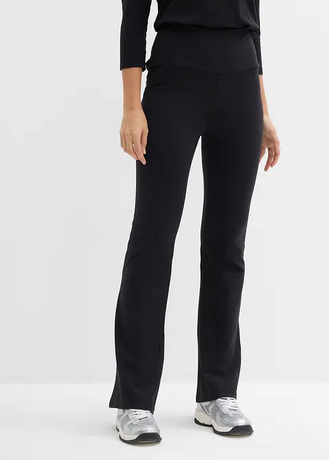 Schlaghose highwaist aus Bio-Baumwolle mit Stretch in schwarz von vorne - bonprix