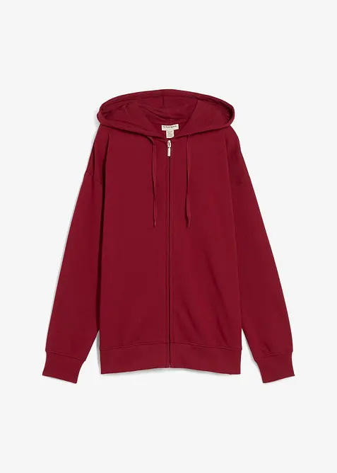 Long-Sweatjacke in rot von vorne - bonprix