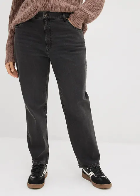 Straight-Jeans High Waist cropped in grau von vorne - bonprix