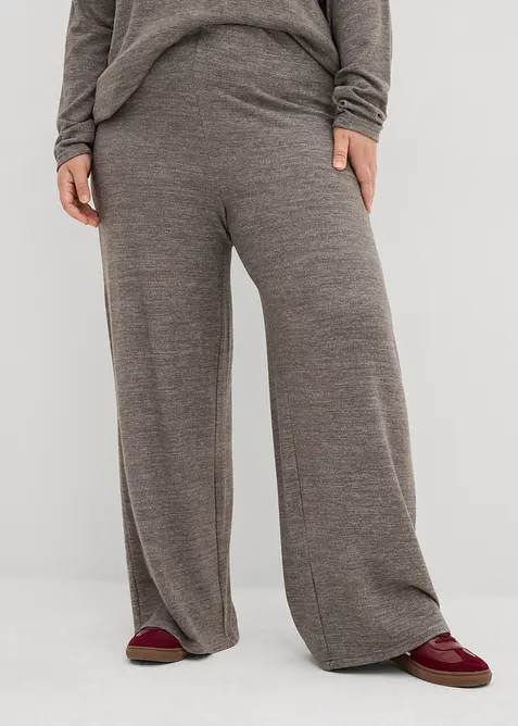 Palazzo-Hose in Strickoptik in grau von vorne - bonprix