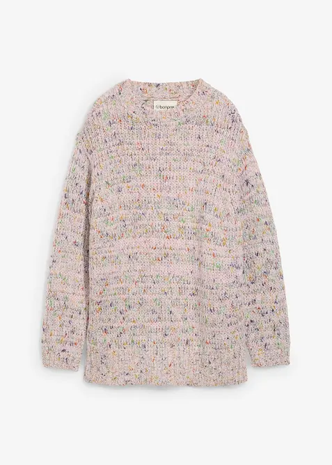 Oversize-Pullover aus Noppengarn in rosa von vorne - bonprix