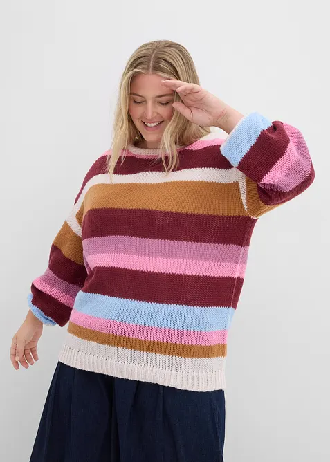 Oversize-Pullover in rosa von vorne (im Anschnitt) - bonprix