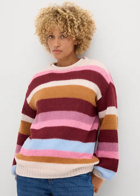 Oversize-Pullover in rosa von vorne (im Anschnitt) - bonprix