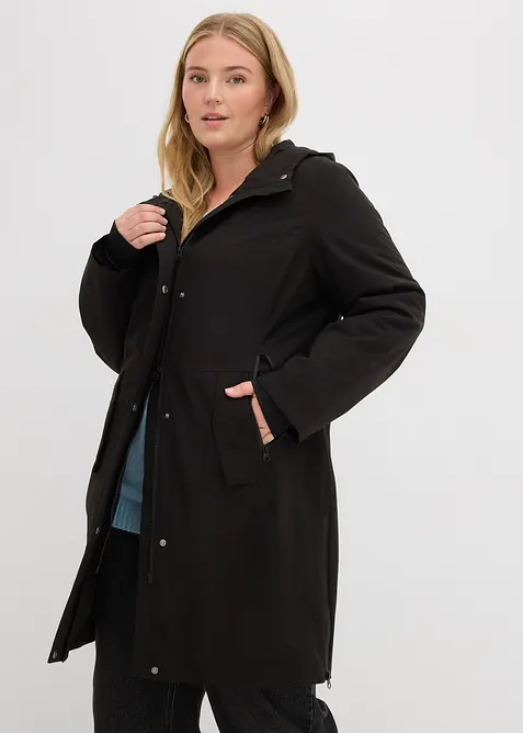 Regen-Kurzmantel in schwarz von vorne (Totalaufnahme) - bonprix