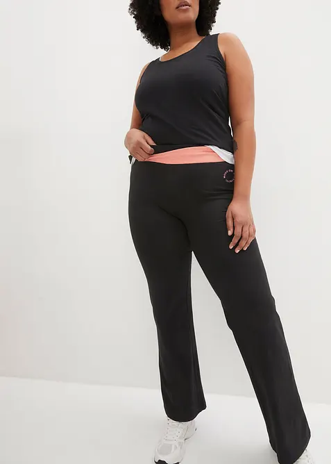 Baumwoll Sporthose mit Stretch, Bootcut in schwarz von vorne - bonprix