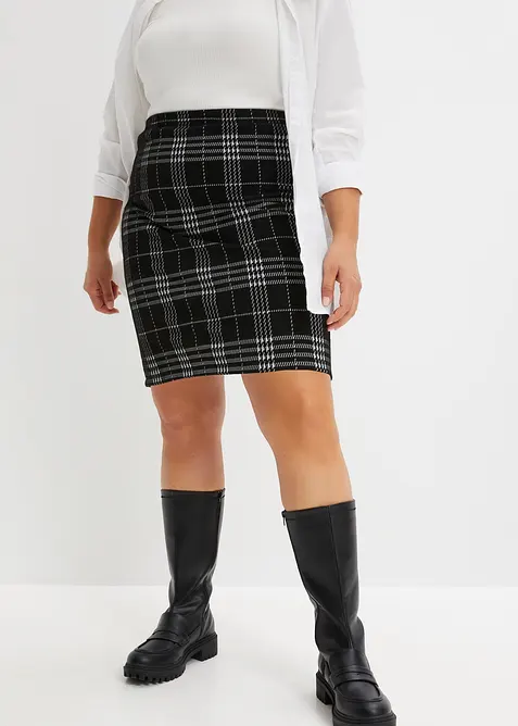 Tartan-Minirock in schwarz von vorne - bonprix