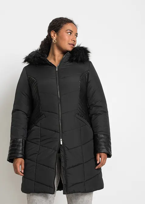Steppmantel in schwarz von vorne (Totalaufnahme) - bonprix