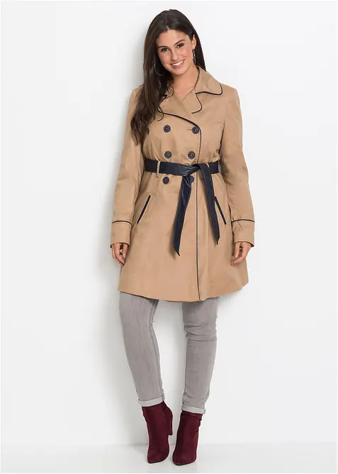Trenchcoat in A-Linie in beige von vorne (Totalaufnahme) - bonprix