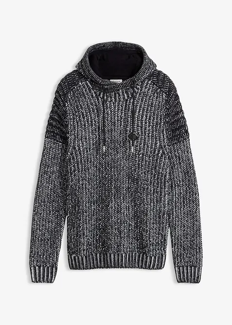 Grobstrickpullover in Regular Fit in schwarz von vorne - bonprix
