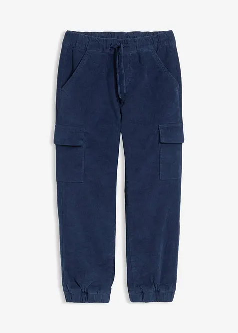 Thermo Regular Fit Cargo-Schlupfhose aus Cord mit Jerseyfutter in blau von vorne - bonprix