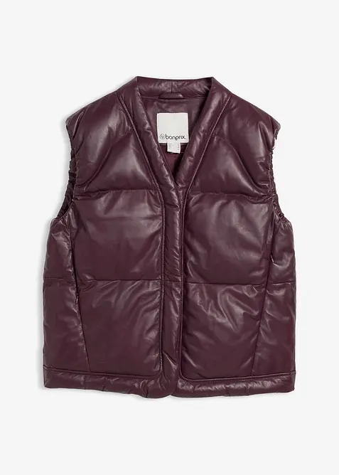 Leder-Steppweste aus Lammnappa in rot von vorne - bonprix