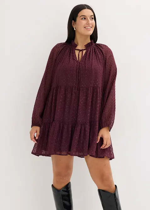 Tunika-Kleid mit Glitzereffekt in rot von vorne (Totalaufnahme) - bonprix