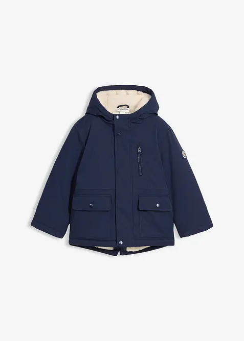 Winterparka mit Teddyfutter, wasserabweisend in blau von vorne - bonprix
