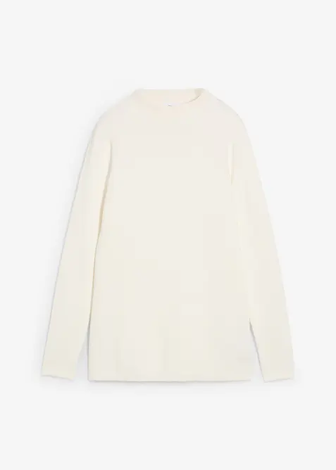 Pullover mit Stehkragen in weiß von vorne - bonprix
