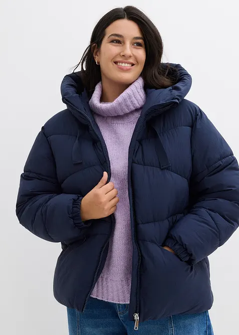 Wasserabweisende Steppjacke in blau von vorne (im Anschnitt) - bonprix