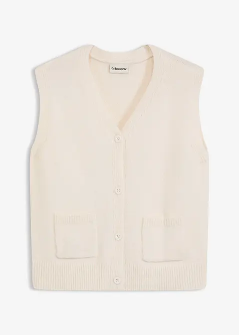Loose Fit Strickweste in weiß von vorne - bonprix
