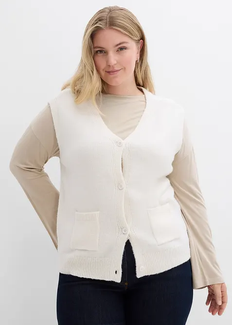 Loose Fit Strickweste in weiß von vorne (im Anschnitt) - bonprix