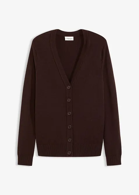 Longstrickjacke aus softem Viskose-Mix in braun von vorne - bonprix