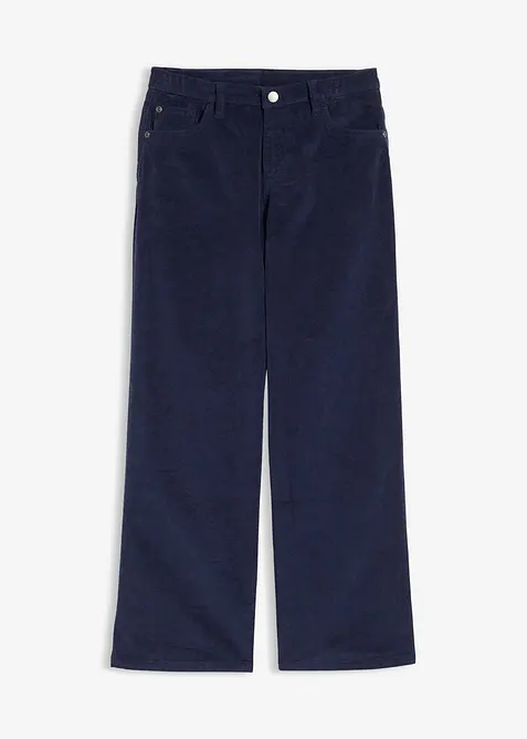 weiche Cordhose aus Bio-Baumwollstretch in blau von vorne - bonprix