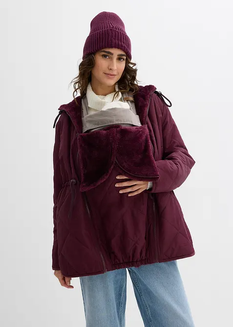 6-in-1 kuschelige Umstands- und Tragejacke zum Wenden in rot von vorne (im Anschnitt) - bonprix