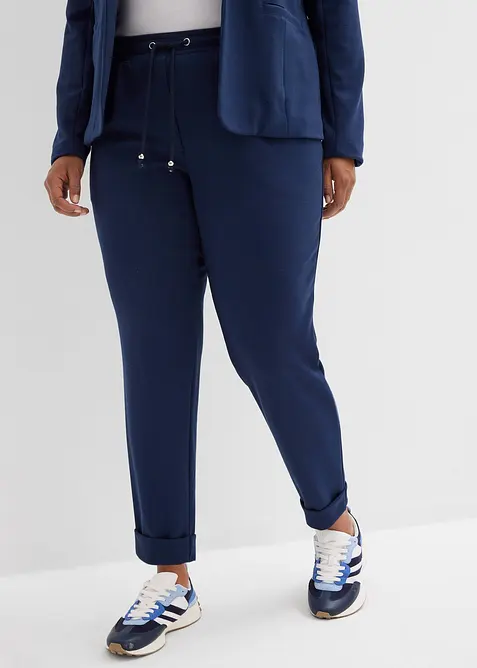 Schlupfhose mit fließender Viskose in blau von vorne - bonprix