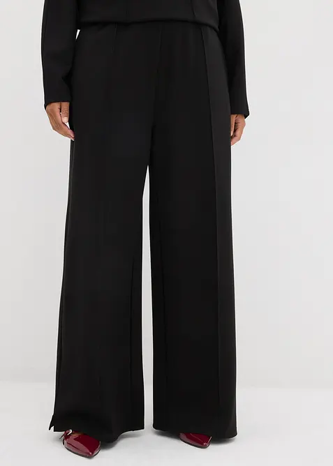 Palazzo-Hose aus bequemen Punto di Roma in schwarz von vorne - bonprix