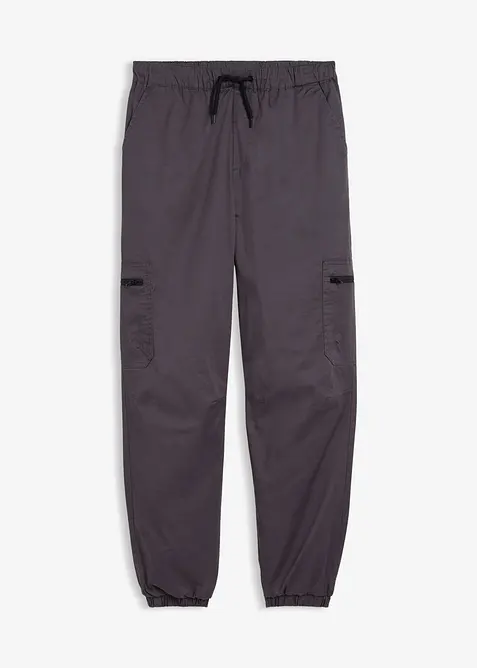 Thermo Loose Fit Cargohose mit Jerseyfutter in grau von vorne - bonprix