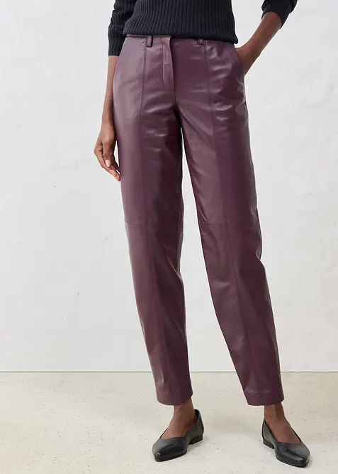 Lederhose aus Lammnappa in rot von vorne - bonprix