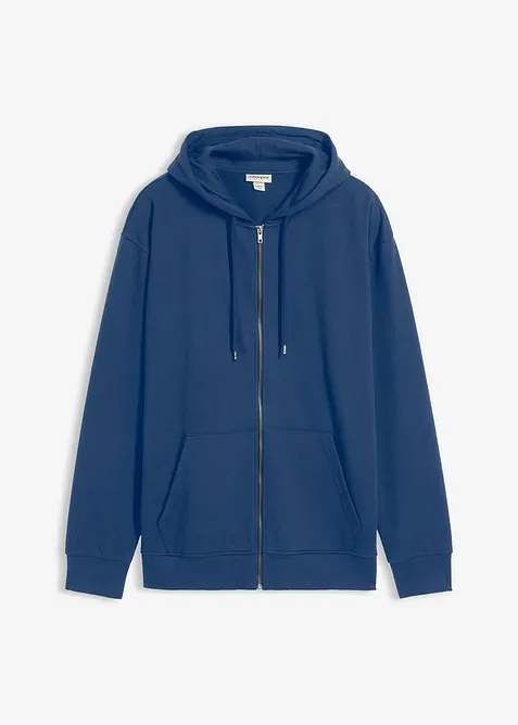 Kapuzen-Sweatjacke in Loose Fit in blau von vorne - bonprix