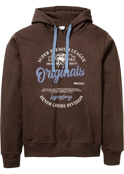Hoodie mit Komfortschnitt in braun von vorne - bonprix