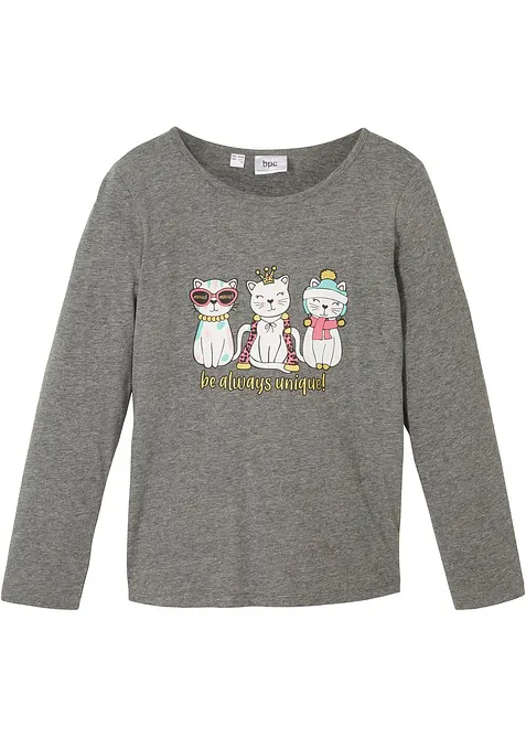 Langarmshirt aus Viskose-Mix in grau von vorne - bonprix