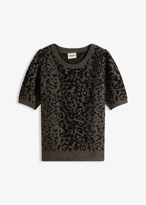 Pullover mit Ballonärmeln in braun von vorne - bonprix