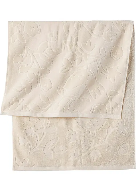 Baumwoll-Handtuch mit Hoch-Tief-Struktur in beige - bonprix