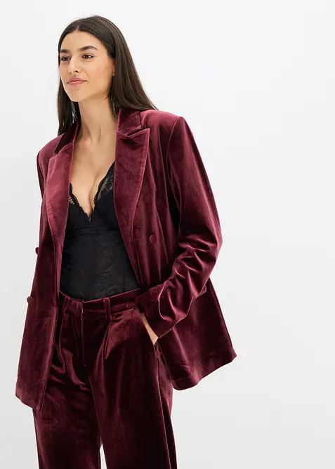 Blazer aus softem Samt in rot von vorne (im Anschnitt) - bonprix