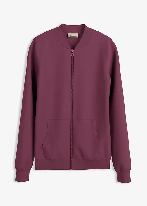 Sweatjacke aus Scuba mit Reißverschluss in rot von vorne - bonprix