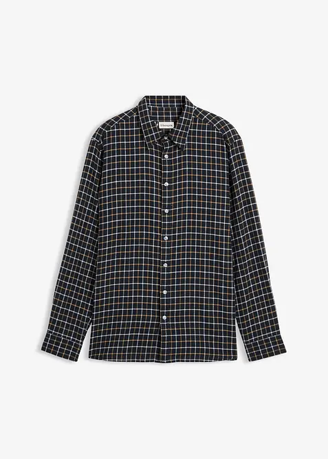 Flanellhemd aus Baumwolle in Regular Fit in grau von vorne - bonprix