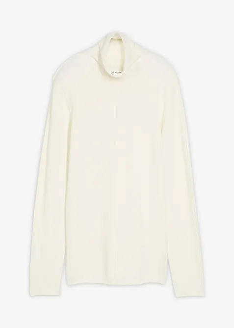 Rollkragenpullover aus weichem Kaschmir-Mix in weiß von vorne - bonprix