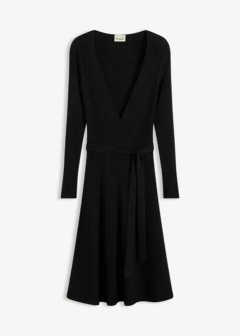 Strickkleid aus Viskose-Mix in schwarz von vorne - bonprix