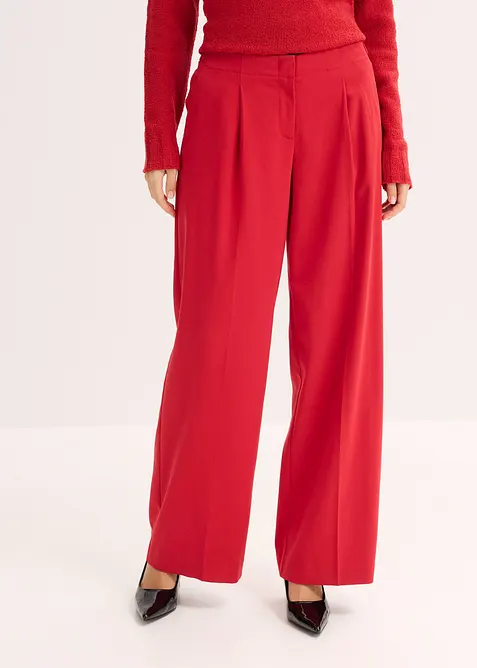 Palazzo-Hose aus fließendem Viskose-Mix in rot von vorne - bonprix