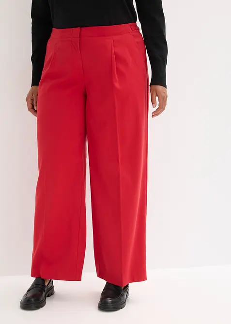 Palazzo-Hose aus fließendem Viskose-Mix in rot von vorne - bonprix