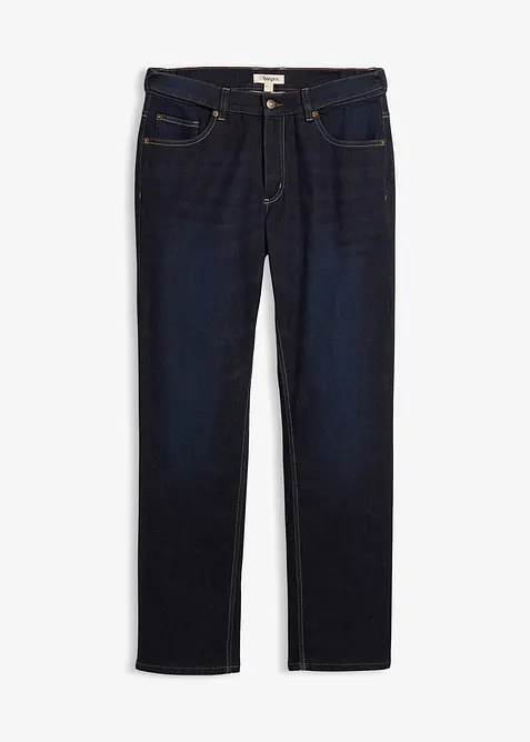 Thermo Regular-Fit Jeans mit weichem Jersey-Futter und Dehnbund, Straight in blau von vorne - bonprix
