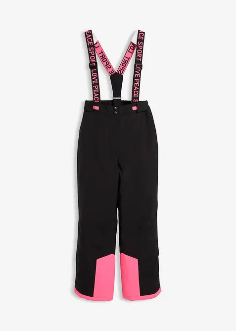 wasserdichte Skihose mit abnehmbaren Trägern in schwarz von vorne - bonprix