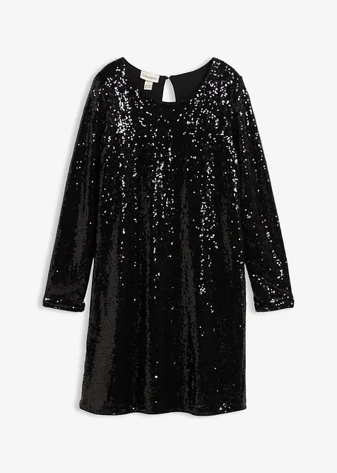 Paillettenkleid in schwarz von vorne - bonprix
