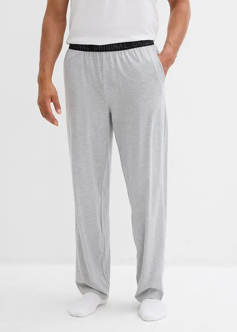 Pyjamahose aus reiner Baumwolle (2er Pack) in grau von vorne - bonprix