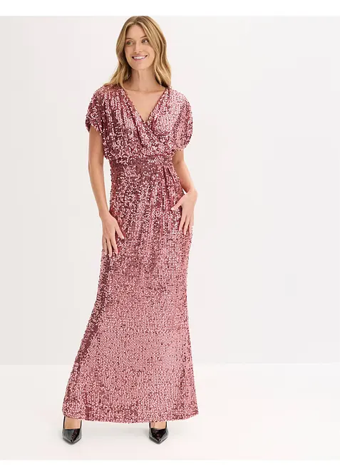 Paillettenkleid in lila von vorne (Totalaufnahme) - bonprix